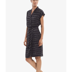 MM Lafleur Jasmine Black Abstract Sleeveless Faux Wrap Dress Size 16